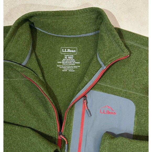 LL Bean Pullover Mens XL Green Half Zip Fleece Outdoors Slightly Fitted Hiking - Picture 3 of 9